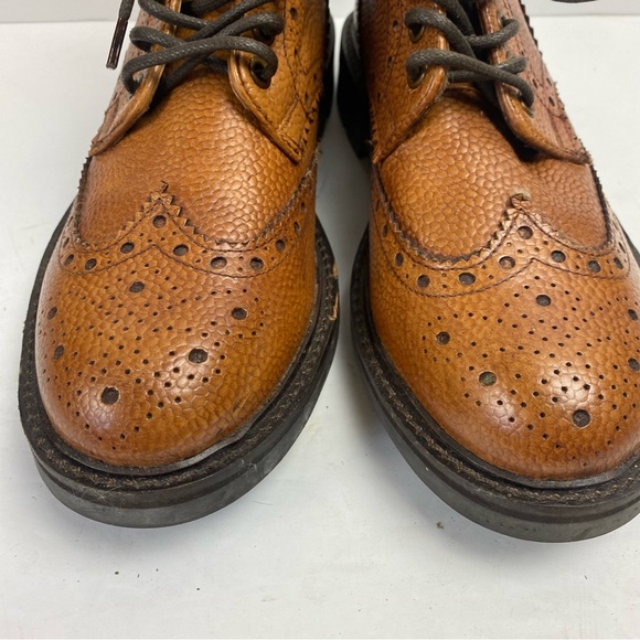 Walk London Sean Brogue Boots In Tan Leather Lace-up Chelsea Wingtip Men’s 6 - Picture 3 of 10